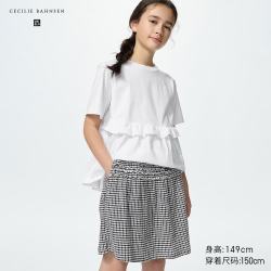 优衣库 童装女童抽褶裙裤 乳白色 110cm 儿童长裤