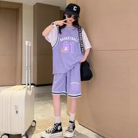 Lavi 女孩子篮球服网眼短袖套装夏新款儿童中大童短裤t恤两件套潮