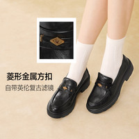 百丽 学院风乐福鞋女 黑色