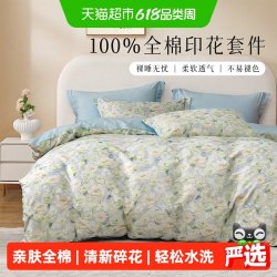 百丽丝 AY56Z503 纯棉床上四件套 40支 活性印花 绿色