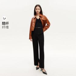 VERO MODA 夏中腰开叉直筒西装裤通勤百搭高级感帅气