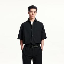 杰克琼斯 夏季男装舒适百搭时尚宽松质感个性休闲上衣短袖衬衫