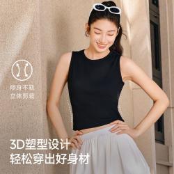 安踏 运动背心休闲针织无袖上衣短袖夏季透气多色打底半袖显瘦简约T恤