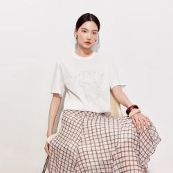 VERO MODA 26夏新品蝴蝶结蕾丝钉珠水钻圆领上衣优雅T恤女
