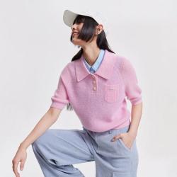 ONLY 春季POLO领都市休闲常规短袖T恤针织衫女