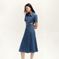 VERO MODA 女士连衣裙 24秋镂空翻领牛仔裙