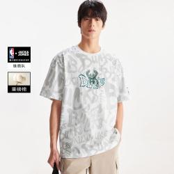 杰克琼斯 男装夏季T恤时尚满印印花宽松