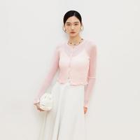 VERO MODA 26夏新品花边下摆半透开衫基础款外搭高级感针织衫女