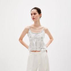 ONLY 夏季夏U型领罗马法复古短款印花吊带背心上衣女