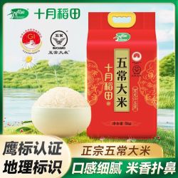 十月稻田 东北五常大米5kg10斤香味浓郁可口真空包装