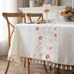 安娜丽丝 W33 桌布 90*90cm 米白色绣花