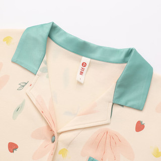 芬腾 FJ26921904 纯棉开衫短袖长裤家居服套装 虾色 XL