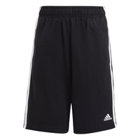 adidas 男女大童休闲简约三条纹纯棉运动短裤