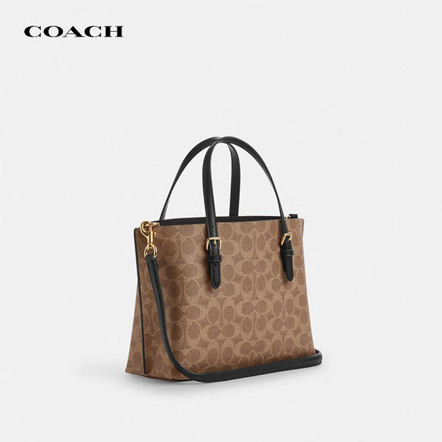 COACH 女士时尚单肩手提托特包 卡其色配黑色CV965IMQRX