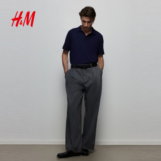 H&M 【商务休闲】100%珠地棉网眼短袖POLO衫 多色可选 1209183