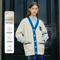 TEENIE WEENIE 小熊女装春夏款简约休闲潮流撞色V领针织开衫外套宽松韩版女