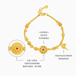 潮宏基 古法盘缠金 女士黄金手链