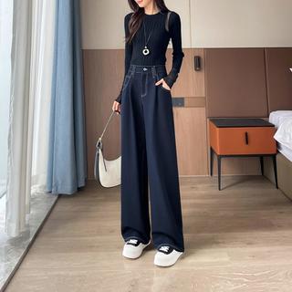 ESE-Y/逸阳 丹宁蓝高腰宽松垂感休闲裤