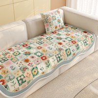 慢说 QW沙发垫0603 夏季沙发坐垫冰丝凉感盖布防滑 60*60cm 花漾拼春灰