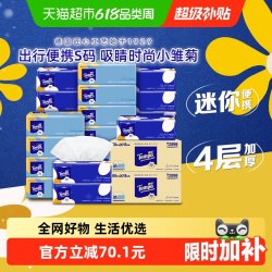 得宝 mini系列 小雏菊抽纸 4层*80抽*36包(195*133mm)