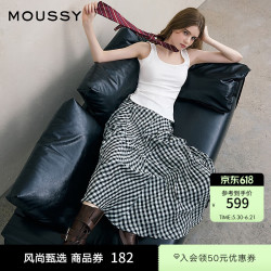 MOUSSY 女装文艺感不规则格纹半身裙028ISA30-3021 165花纹灰色 S