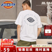 Dickies 字母logo印花短袖T恤 男式休闲棉质 T恤 白色 L