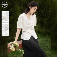 DUIBAI AN大码系列 新中式国风提花女士短袖衬衫