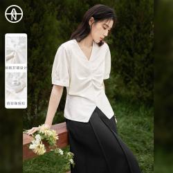 DUIBAI AN大码系列 新中式国风提花女士短袖衬衫