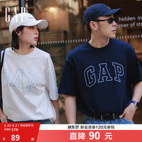 Gap 纯棉Logo字母宽松短袖T恤 海军蓝 XL