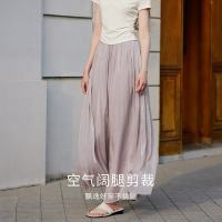 移动端、京东百亿补贴：香影 薄款雪纺百褶裙裤 紫色 M