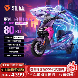雅迪 冠能白鲨2代90S-M 72V23Ah石墨烯电池 幻夜紫 电动摩托车