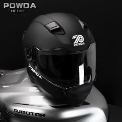 POWDA 3C覆式全盔摩托车头盔 男女通用 防雾透明镜片款