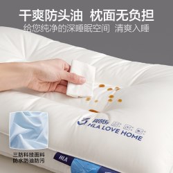 海澜之家 全棉7A抗菌防螨三防枕 低枕 蓝色压线款 单人
