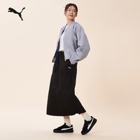 PUMA/彪马 PLATFORM406748 复古增高厚底松糕板鞋 女款 黑色-白-金色 37
