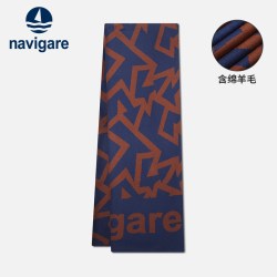 navigare 意大利小帆船男女通用羊毛围巾 深蓝色几何提花