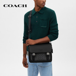 COACH RACER 老花单肩斜挎中号邮差包 黑色 CT716