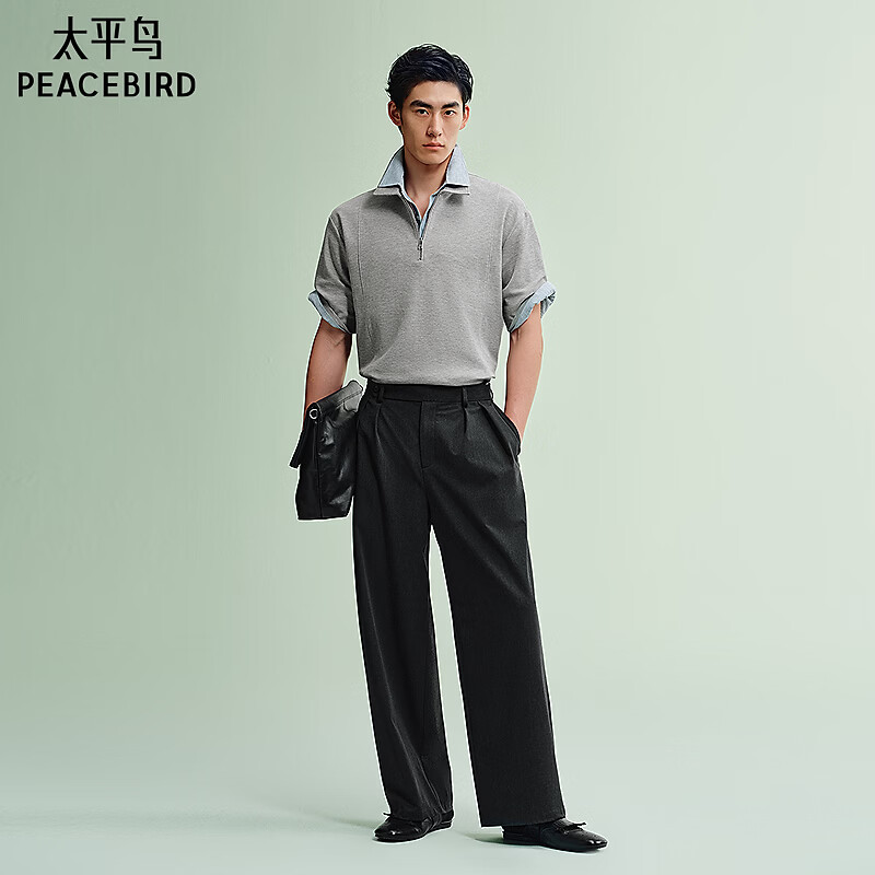PEACEBIRD/太平鸟 华夫格POLO衫 男 合金灰 L