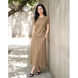 似水年华 职场通勤穿搭肌理感套装女夏收腰显瘦连衣裙气质通勤两件套
