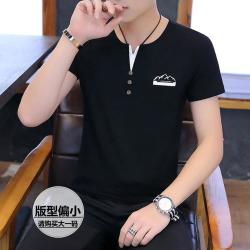 卡丹狄诺 夏季时尚V领短袖男t舒适半袖男体恤男式t恤