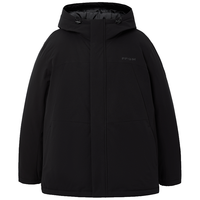 JACK&JONES/杰克琼斯 防水面料男装羽绒服 工装风连帽外套 纯黑色 XL