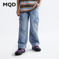 马骑顿 童装男童凉感牛仔短裤 中牛仔蓝 130