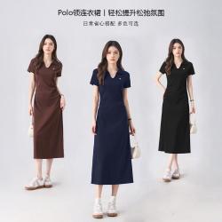 西遇 Polo领松弛氛围感收腰显瘦连衣裙女日常通勤百搭夏季长裙