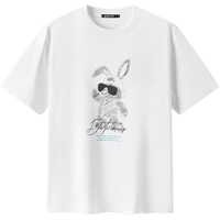 gxgjeans 兔子印花圆领短袖T恤 男 白色 2XL