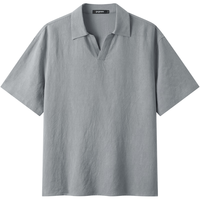gxgjeans V领半开襟轻薄短袖衬衫 灰色 2XL