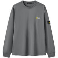 gxgjeans 撞色印花工装机能风宽松圆领长袖T恤 灰色 M
