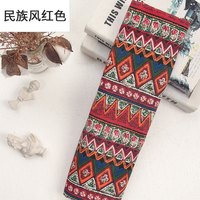 晶照红 民族风棉麻布料 1米价 红色