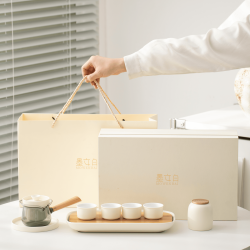 何时宜 侧把壶功夫茶具套装 把壶+壶承套装(鸦青色)