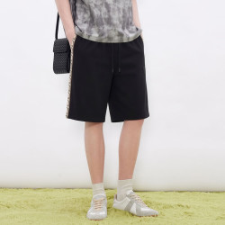 gxgjeans 【限时五折】 美式织带设计潮流拼接时尚休闲短裤 黑色