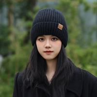 赫卡维 欧美双层加绒加厚毛线帽