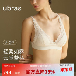 Ubras 法式内衣女性感长三角深V背心无钢圈文胸罩 燕麦奶色 S
